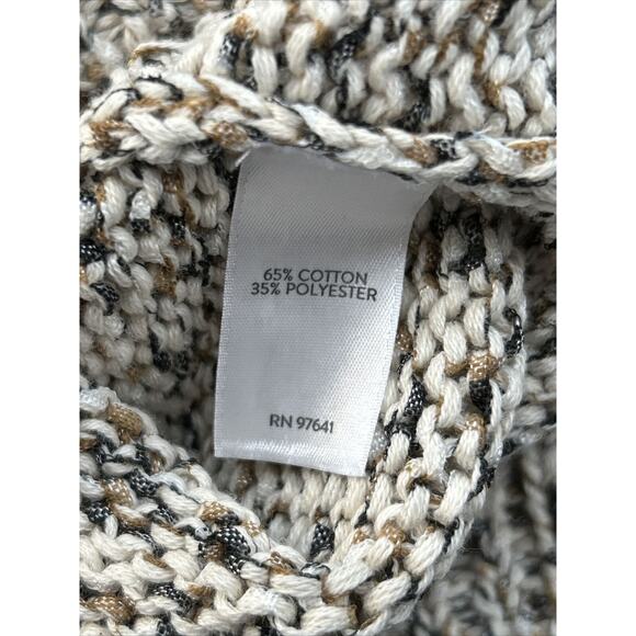 J. Jill Size Medium Marled Knit Cozy Cotton Blend Sweater Neutral Open Knit NWT - Picture 9 of 13